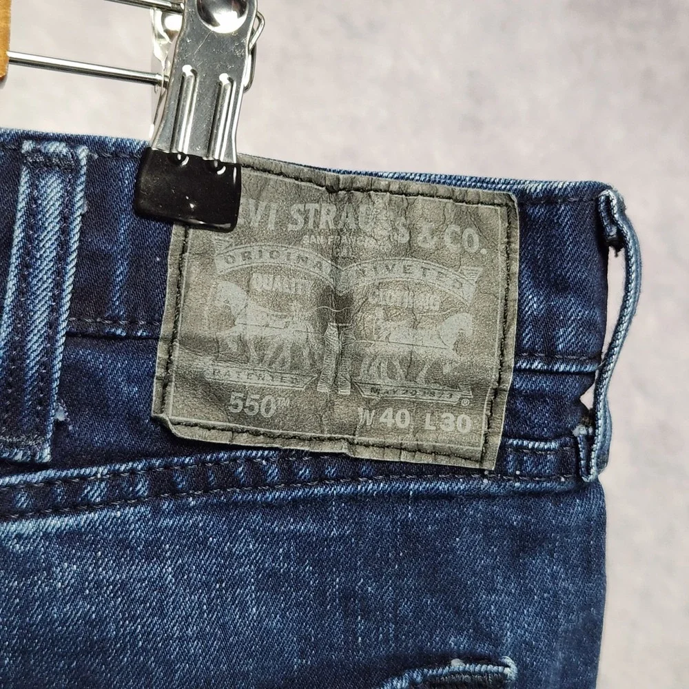 Levis 550 Relaxed Fit Mens Jeans 40x30 Dark Indigo Blue Stretch Denim